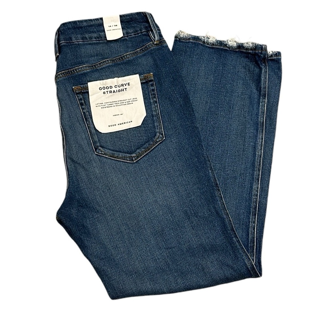 Good American Blue Straight Leg Jeans